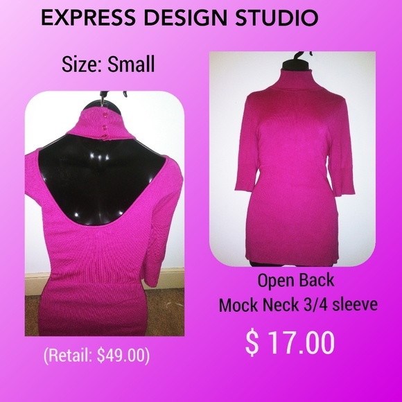 Express 3/4 Sleeve Open Back Top - Picture 1 of 1